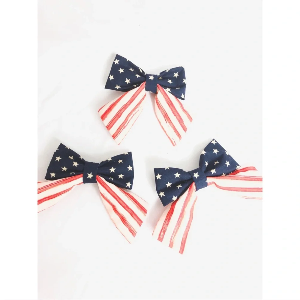 Handmade forth of July Sailor hair bows